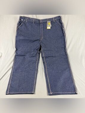 Carhartt Jeans FR Signature Denim Dungaree 54 x 32 Blue Cotton NWT MSRP $105